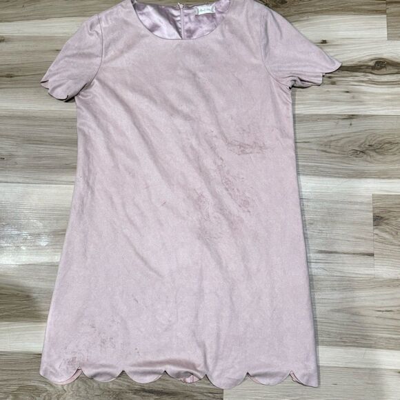 Altar’d State Crushed Velour Pink Scalloped Dress Women’s Large - Picture 1 of 3